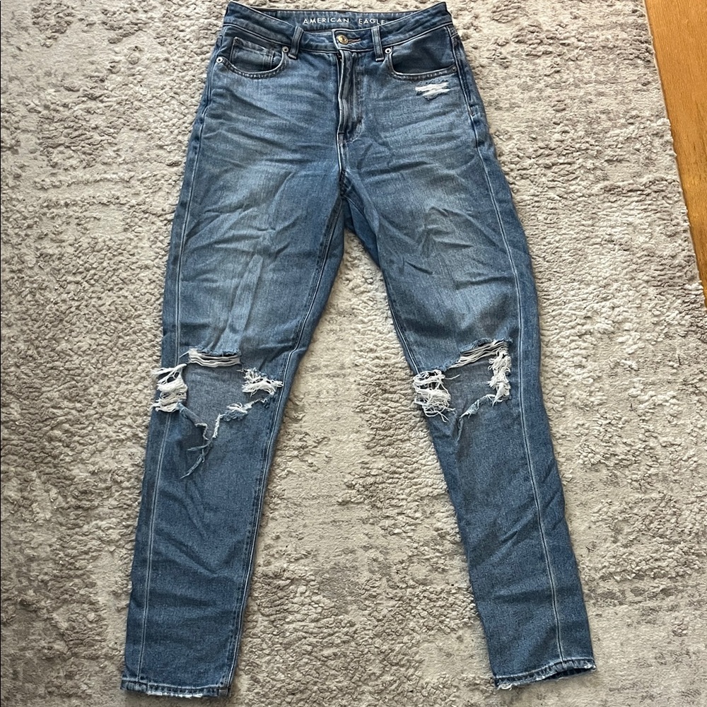 American Eagle Outfitters Women's Distressed Skinny Jeans - Blue Wash